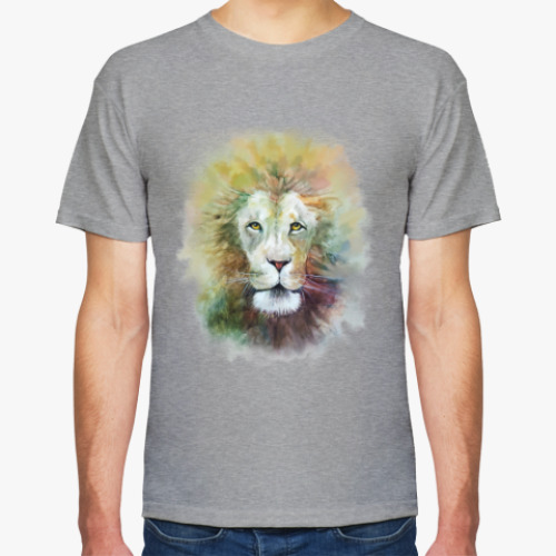 Футболка с принтом Лев, акварель