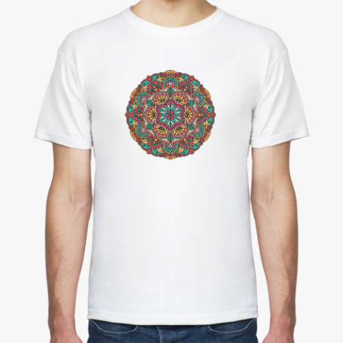 Футболка с принтом Мандала - круглый восточный орнамент
