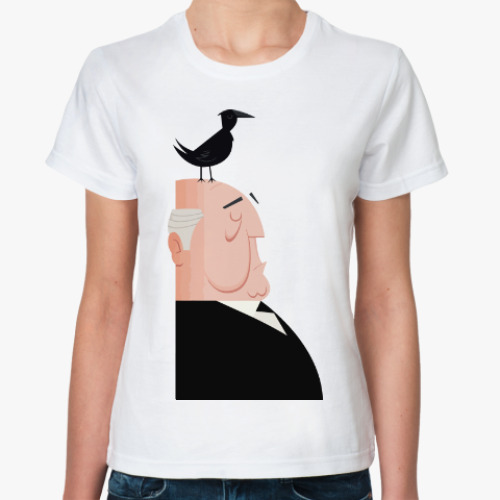 Классическая футболка с принтом Хичкок