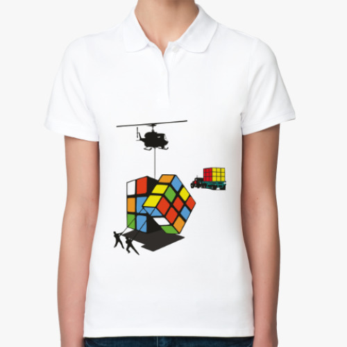 Женская рубашка поло (печать) с принтом Кубик Рубика | Rubiks Cube