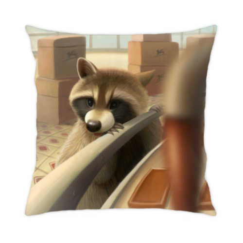 Подушка Енот и шоколадная фабрика