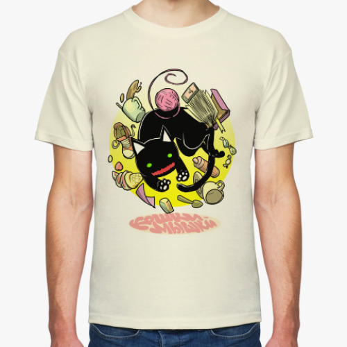 Футболка с принтом Кот. Разгром!