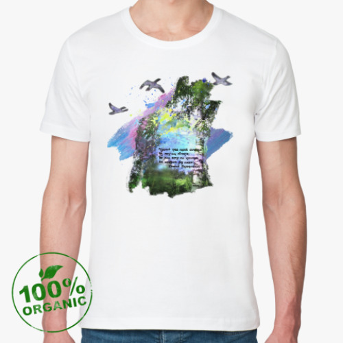 Футболка из органик-хлопка Птицы. Небо. Полет. Свобода. Простор. Березы.