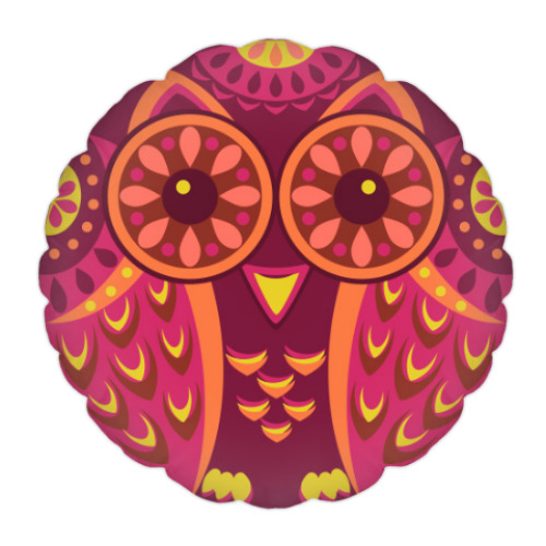 Подушка с принтом Сова Ночь и День