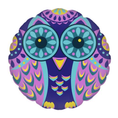 Подушка с принтом Сова Ночь и День