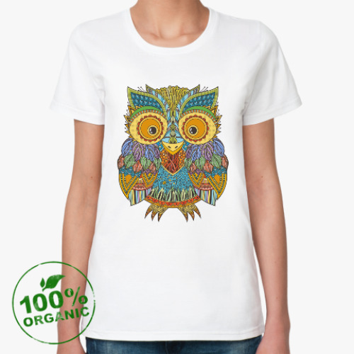 Женская футболка из органик-хлопка с принтом Лупоглазая совушка