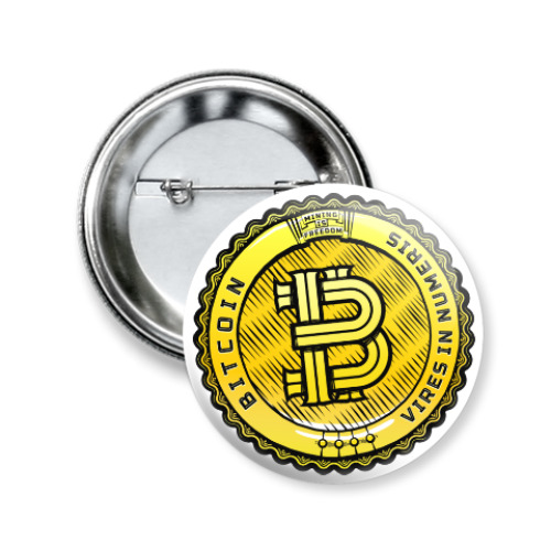 Значок 50мм с принтом BITCOIN — VIRES IN NUMERIS