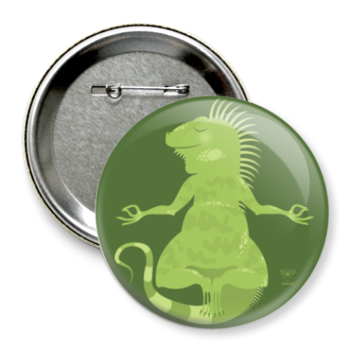 Значок 75мм с принтом Animal Zen: I is for Iguana