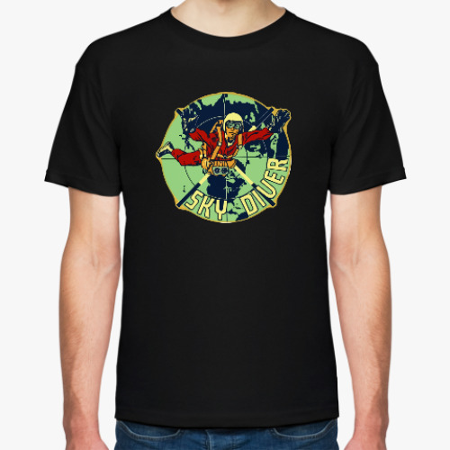 Футболка с принтом Парашютист старой школы скайдайвер