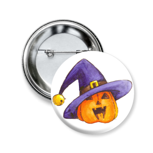 Значок 50мм с принтом Тыква Ведьма