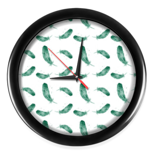 Настенные часы с принтом Перья, паттерн