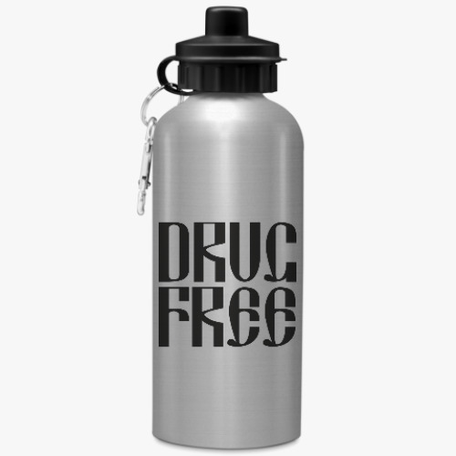 Бутылка с карабином (500 мл) с принтом drugfree straight edge