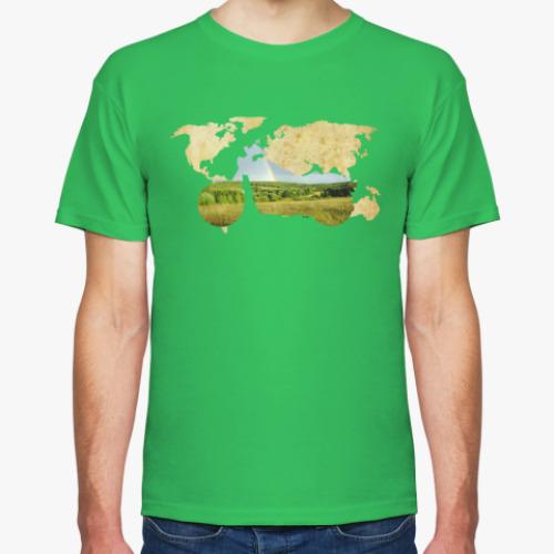 Футболка с принтом Пейзаж мотоцикла