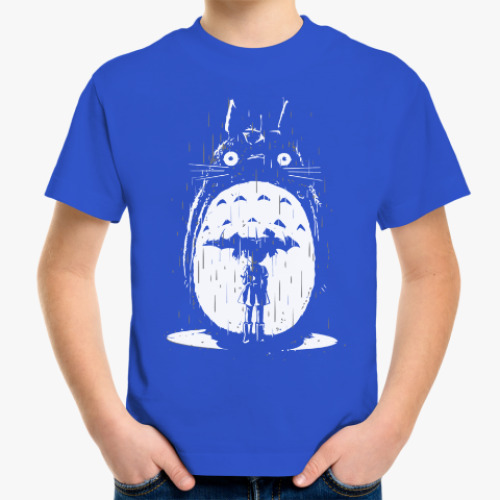 Детская футболка с принтом Тоторо под дождем