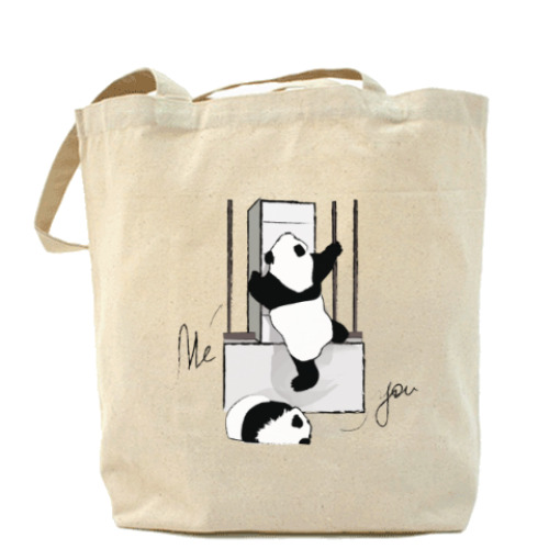 Сумка шоппер с принтом Climbing animals: Panda