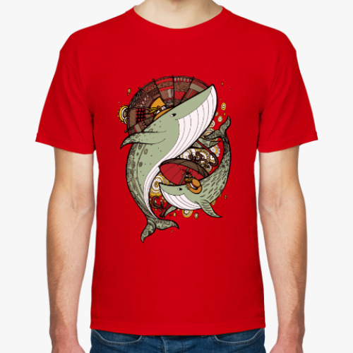 Футболка с принтом два кита