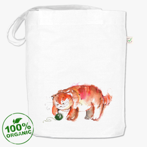 Сумка шоппер с принтом Кот с клубком