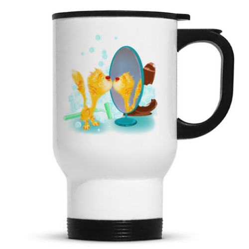 Кружка-термос с принтом Котыч и Кофейный дракончик