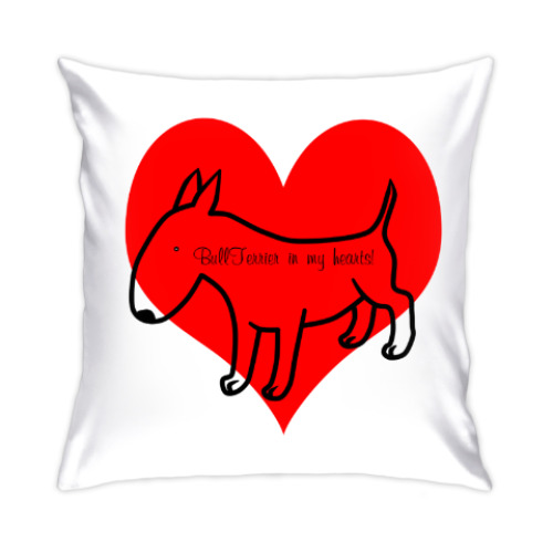 Подушка с принтом Любителям бультерьеров!