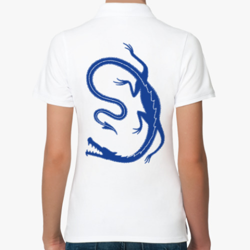 Женская рубашка поло (печать) с принтом Дракон