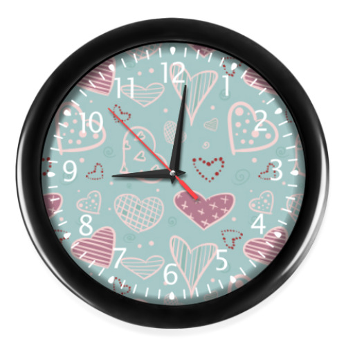 Часы с принтом Узор из сердец, валентинки
