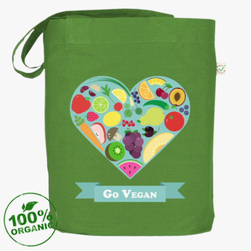 Сумка шоппер с принтом Сердце вегана
