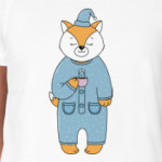 Лис с чашечкой утреннего кофе