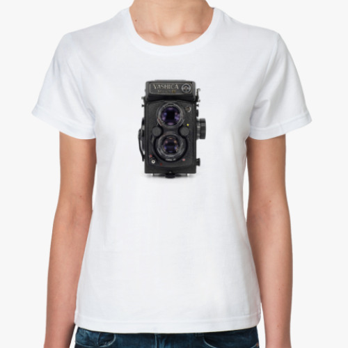 Классическая футболка с принтом Фотоаппарат Yashica Mat-124G