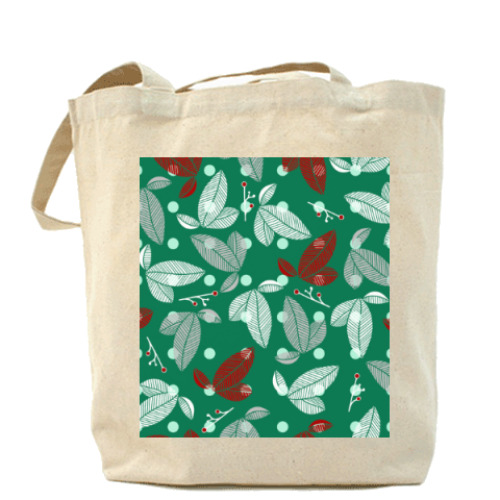 Сумка шоппер с принтом Графичные листья