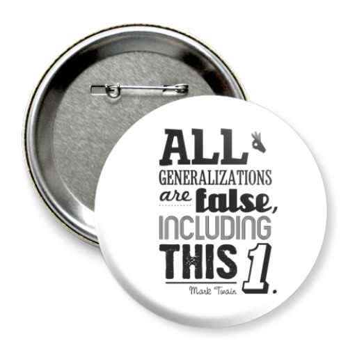 Значок 75мм с принтом 'Mark Twain'