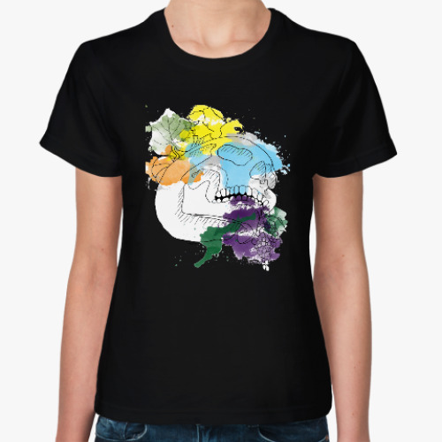 Женская футболка с принтом Октябрьский череп