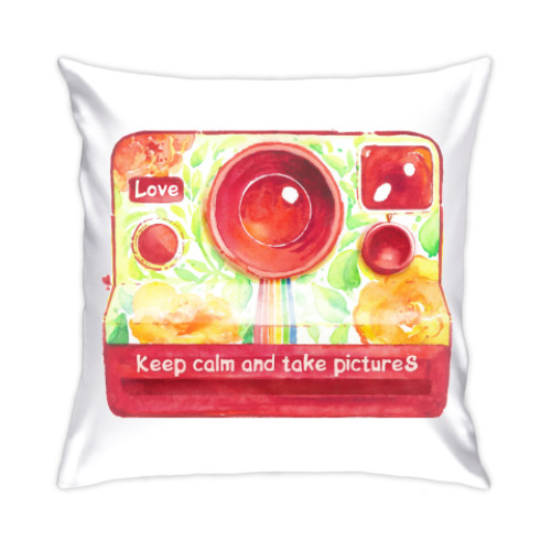 Подушка с принтом Акварельный Полароид