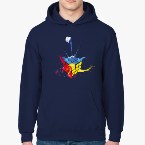 Толстовка худи с принтом Кубик Рубика и краски