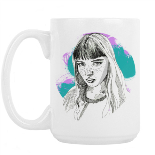 Кружка с принтом Взгляд с яркими красками