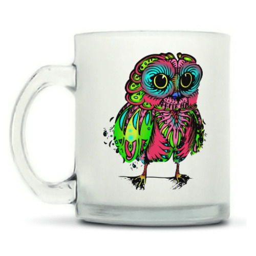 Кружка матовая с принтом Психоделическая Сова