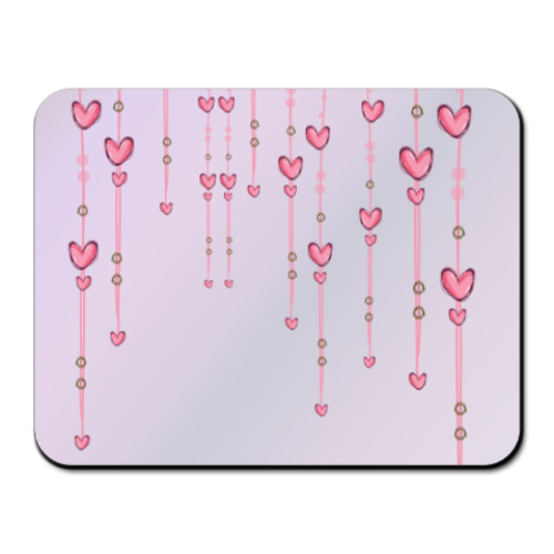 Коврик для мыши много сердечек