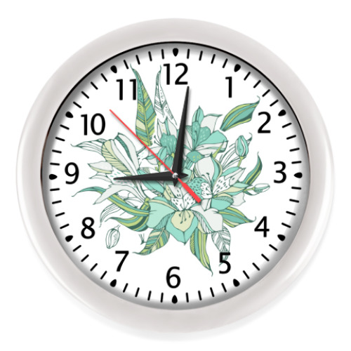 Настенные часы с принтом Букет лилий