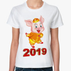 Классическая женская футболка Год Свиньи 2019
