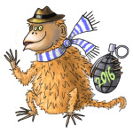 Новогодняя обезьяна с гранатой