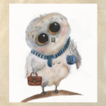 Совенок с чашкой кофе