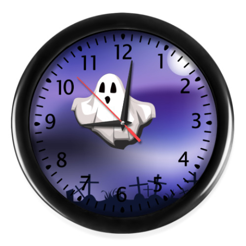 Настенные часы с принтом Привидение