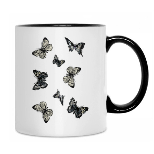 Кружка с принтом 'Стайка бабочек'