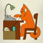 Кот с телефоном