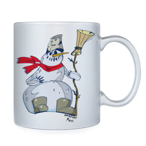 Кружка с принтом снеговик