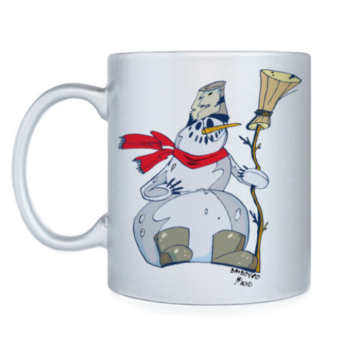 Кружка с принтом снеговик
