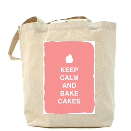 Сумка шоппер с принтом Keep calm and bake cakes