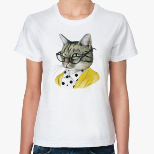 Классическая футболка с принтом Кошечка