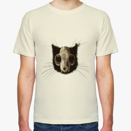 Футболка с принтом Строение черепа кота