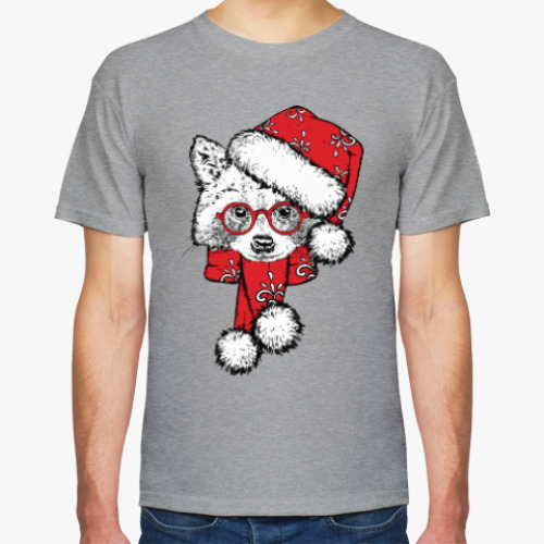 Футболка с принтом Енот Санта