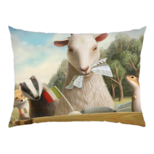 Подушка с принтом Лесная делегация